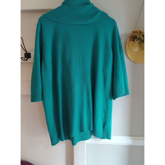 Spring + Mercer Women's 3X Plus Bright Green Cowl Neck Sweater Half Sleeve Flow - Picture 8 of 11